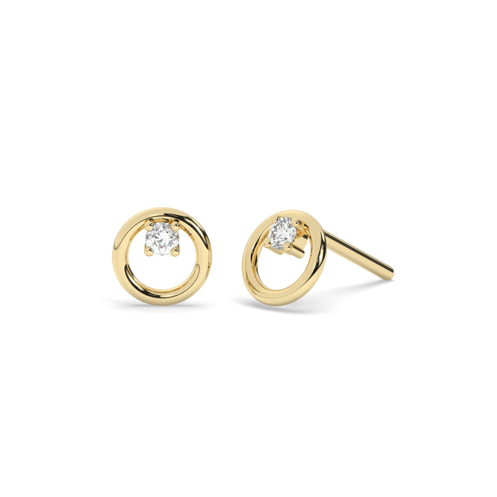 Diamond Circle Studs / 14k Gold and Diamond Circle Earrings / Open Circle Studs / Diamond Gift Ideas / Diamond Birthday Gift