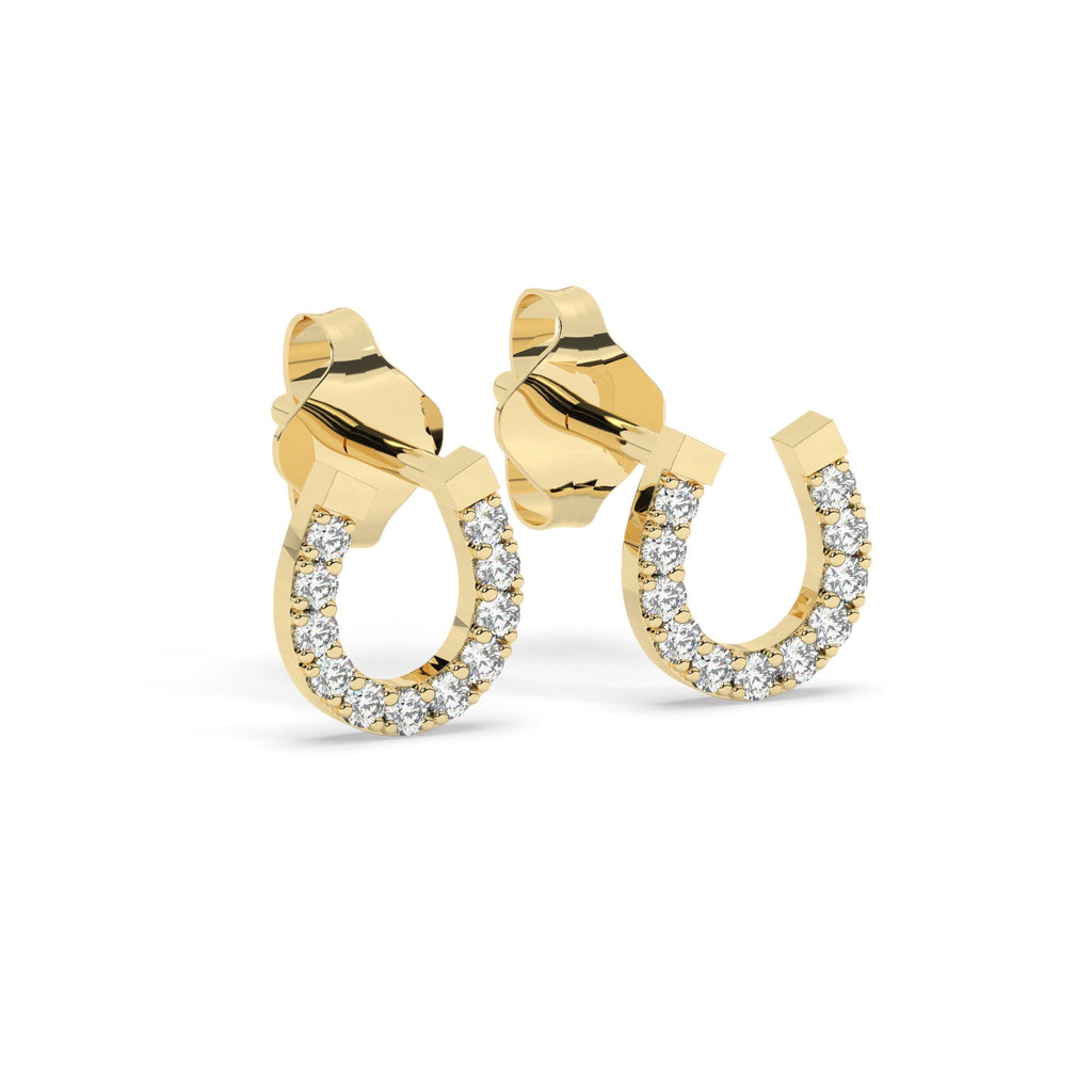 Diamond Horseshoe Stud Earrings / 14k Diamond Stud Earrings / Dainty Diamond Studs / Birthday Gift / Bridal Gift / Graduation Gift