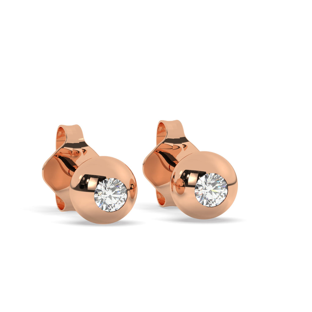 Diamond Bead Studs / 14k Gold Diamond Ball Stud Earrings / Solitaire Sphere Studs / Birthday Gift / Graduation Gift / Bridal Gift