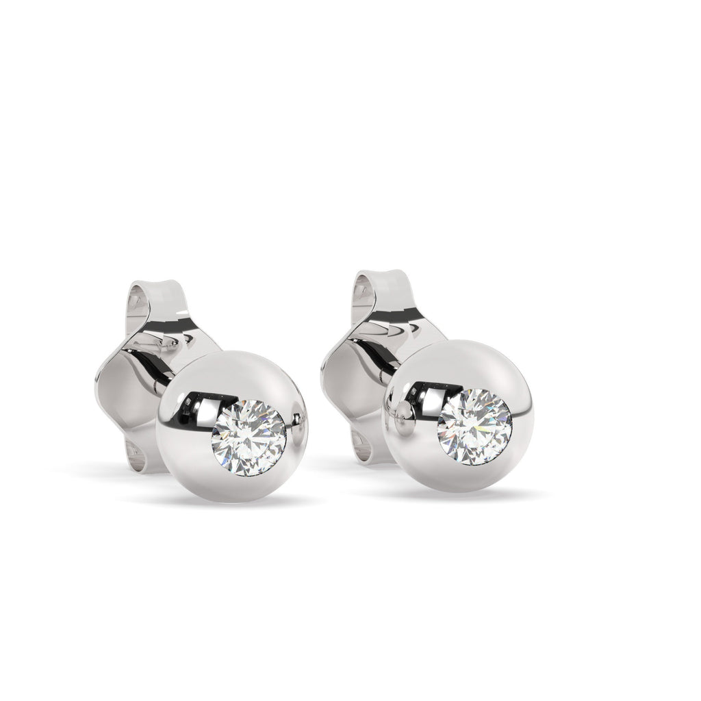 Diamond Bead Studs / 14k Gold Diamond Ball Stud Earrings / Solitaire Sphere Studs / Birthday Gift / Graduation Gift / Bridal Gift