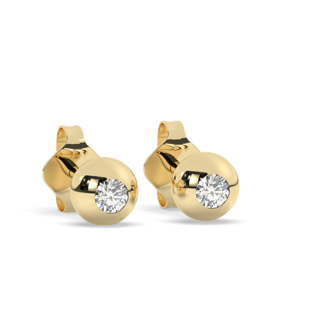 Diamond Bead Studs / 14k Gold Diamond Ball Stud Earrings / Solitaire Sphere Studs / Birthday Gift / Graduation Gift / Bridal Gift