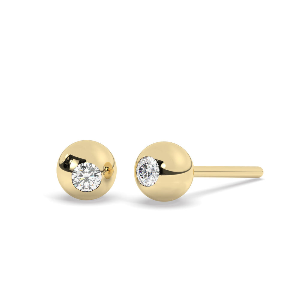 Diamond Bead Studs / 14k Gold Diamond Ball Stud Earrings / Solitaire Sphere Studs / Birthday Gift / Graduation Gift / Bridal Gift