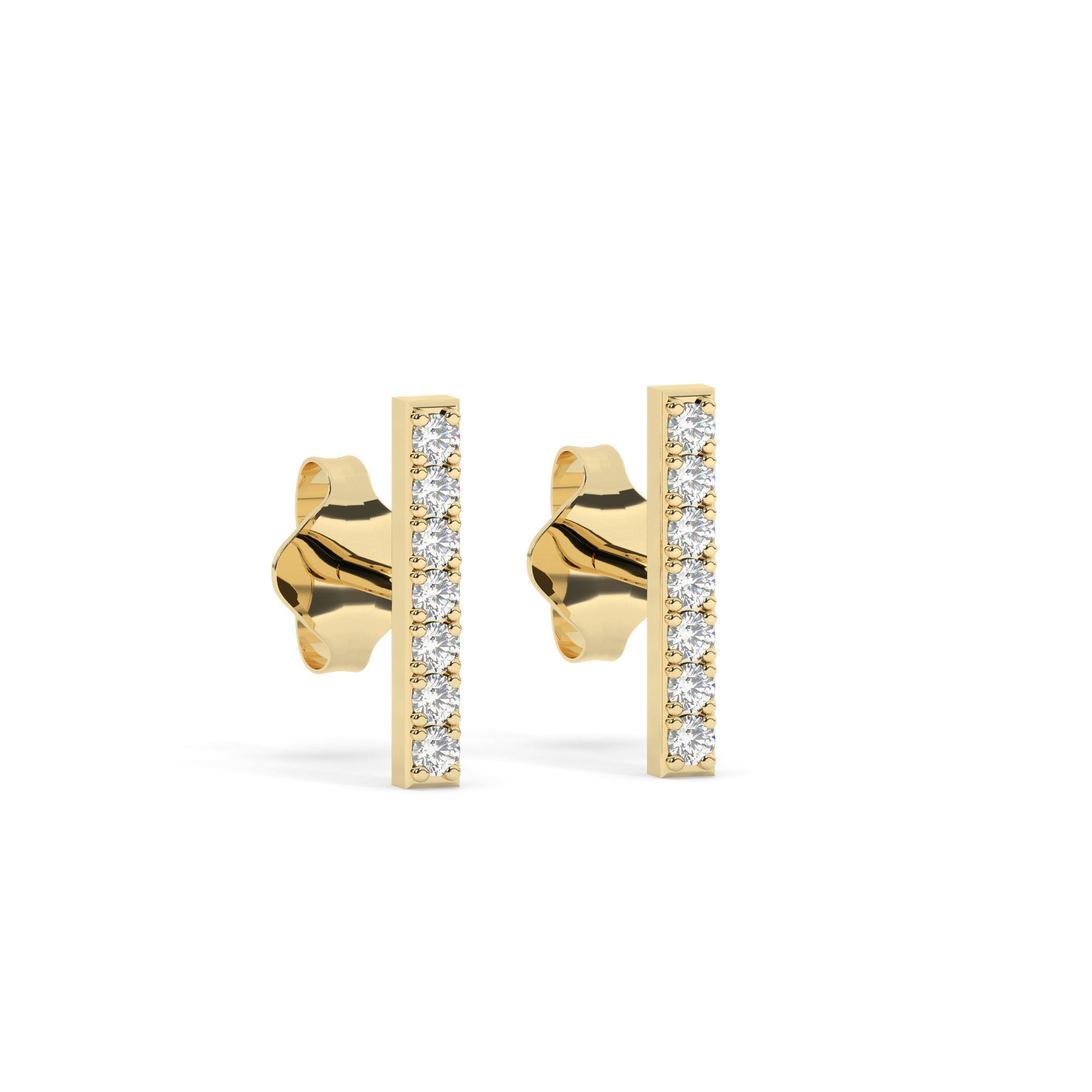 Diamond Bar Earrings / 14k Gold or Silver Dainty Minimalist Diamond Bar Stud Earrings / Diamond Anniversary Gift / Diamond Birthday Gift