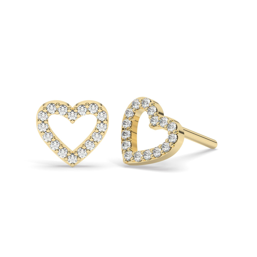 Diamond Open Heart Studs / 14k Gold Diamond Heart Earrings / Diamond Heart Studs / Graduation Gift / Birthday / Anniversary Gift