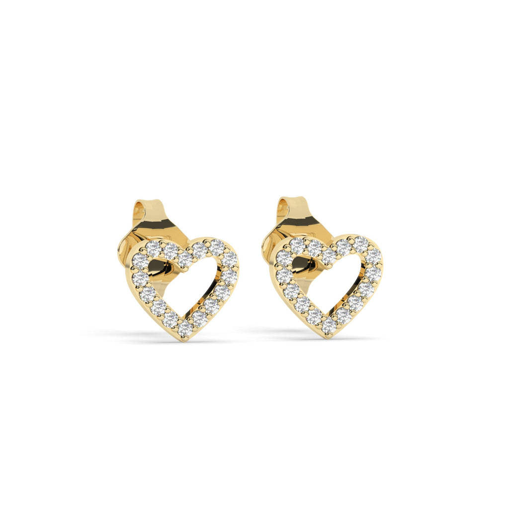 Diamond Open Heart Studs / 14k Gold Diamond Heart Earrings / Diamond Heart Studs / Graduation Gift / Birthday / Anniversary Gift