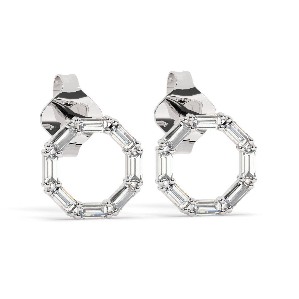 Baguette Diamond Circle Studs