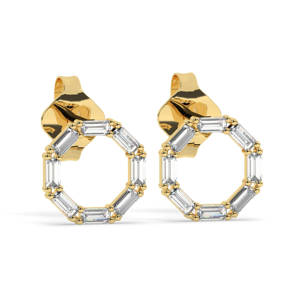 Baguette Diamond Circle Studs
