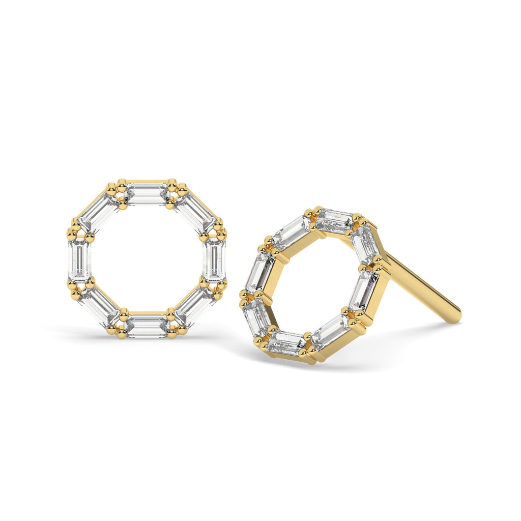 Baguette Diamond Circle Studs
