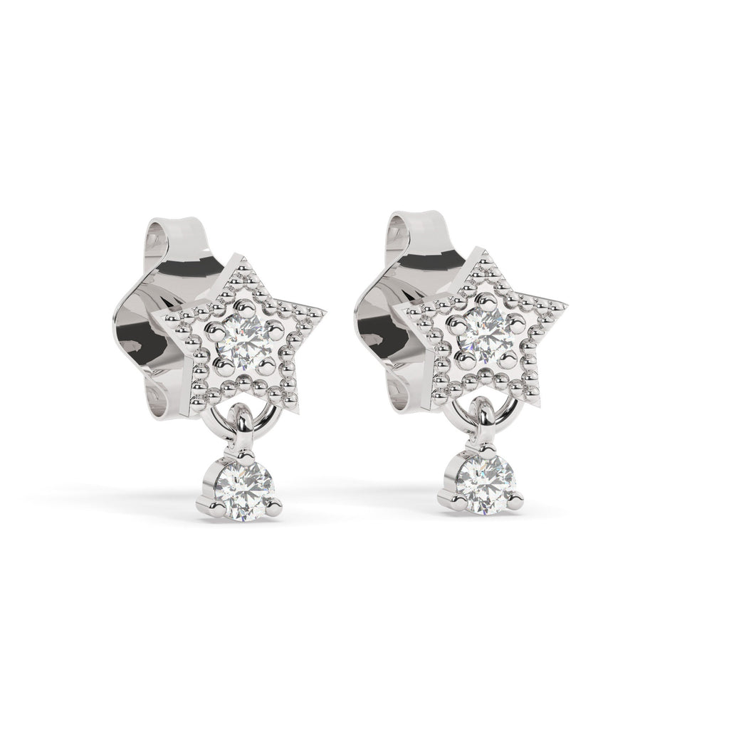 Diamond Star Studs / 14k Gold Diamond Star Earrings / Solitaire Diamond Star Studs / Graduation Gift / Birthday / Anniversary Gift