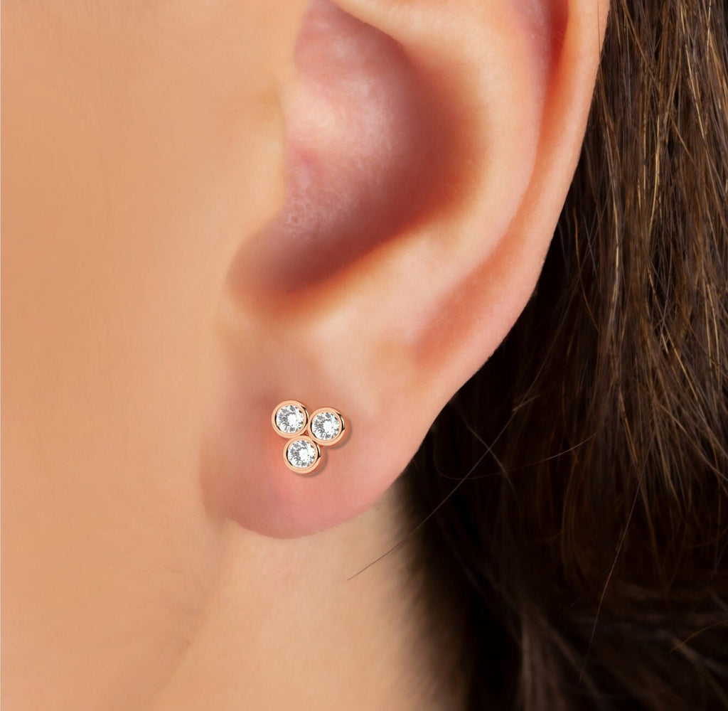 Trila Bezel Diamond Studs Earrings
