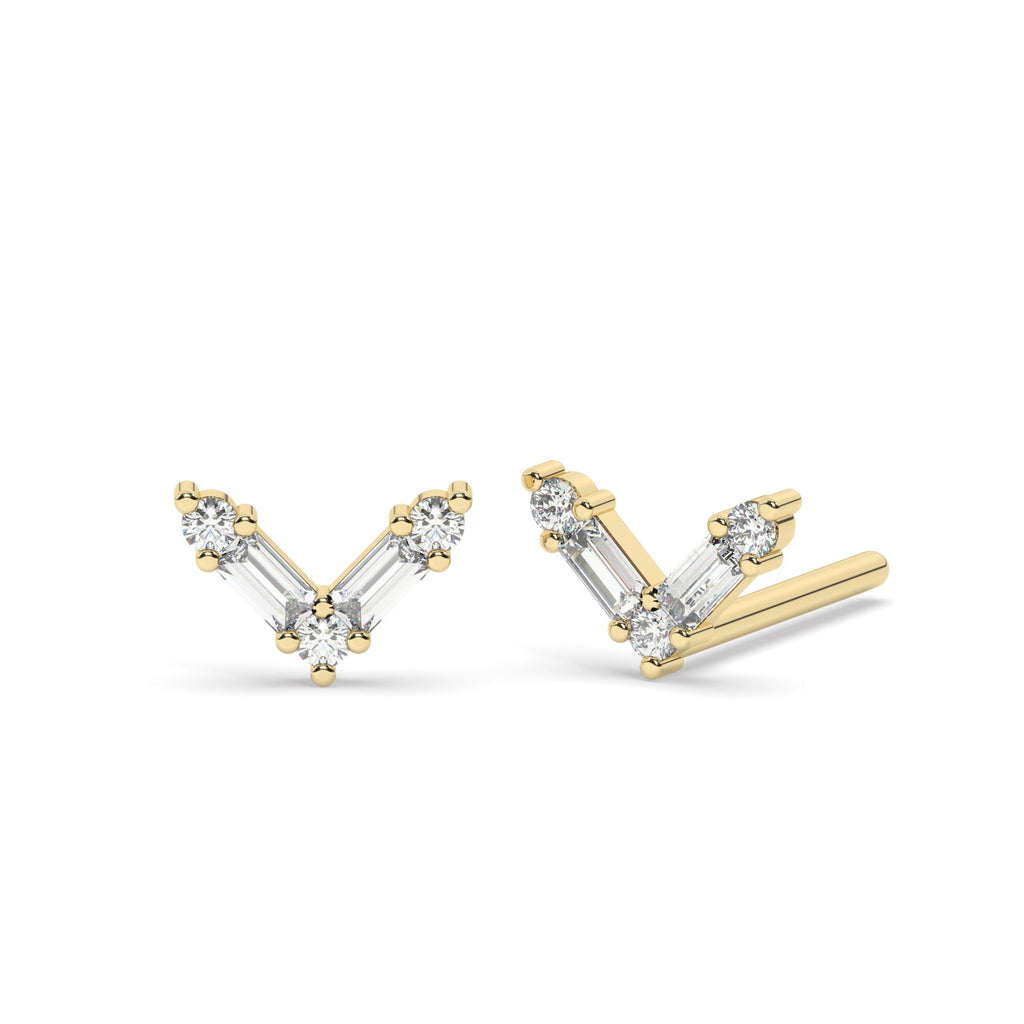 Baguette Diamond V Studs Earrings