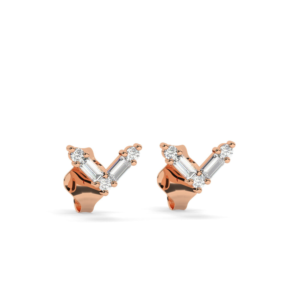 Baguette Diamond V Studs Earrings