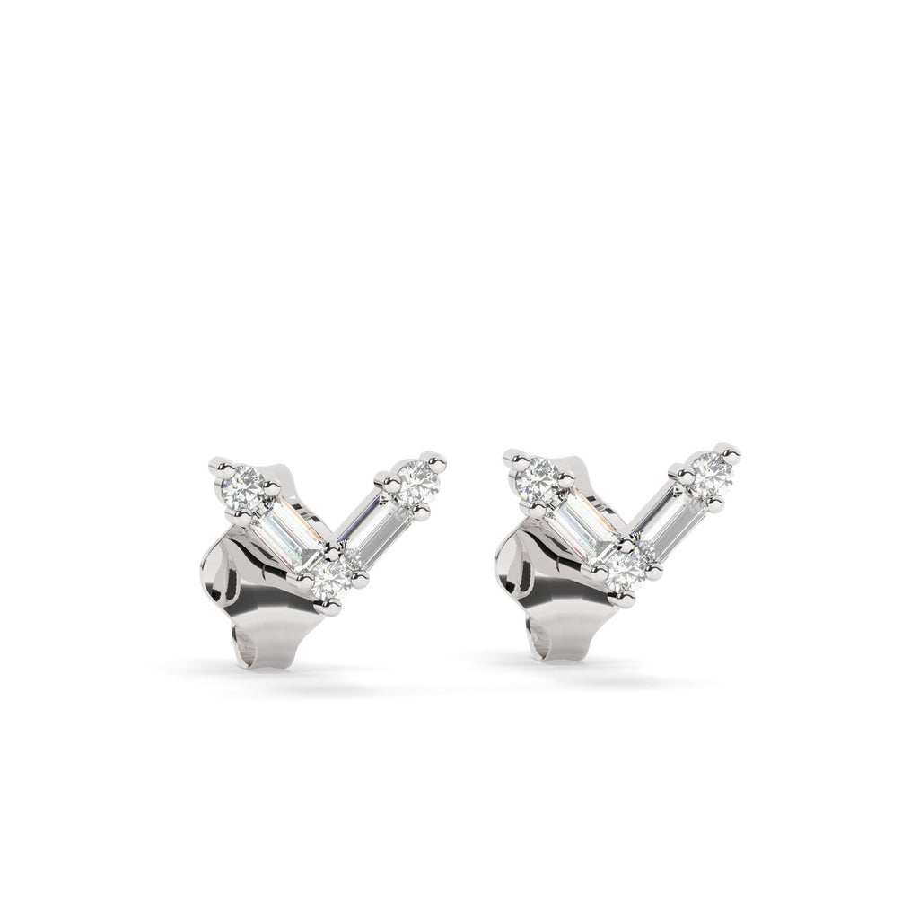 Baguette Diamond V Studs Earrings