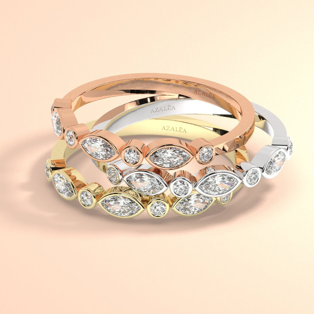 Alternating Diamond Eternity Bezel Set Wedding Band