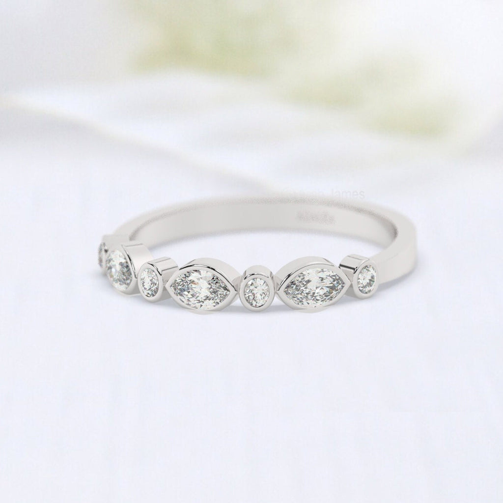 Alternating Diamond Eternity Bezel Set Wedding Band