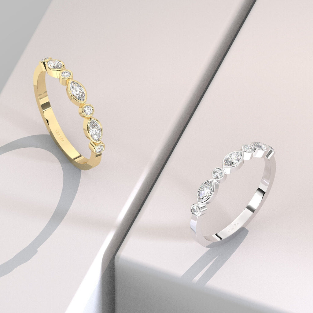 Alternating Diamond Eternity Bezel Set Wedding Band