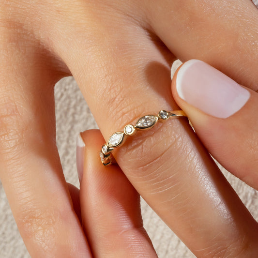 Alternating Diamond Eternity Bezel Set Wedding Band