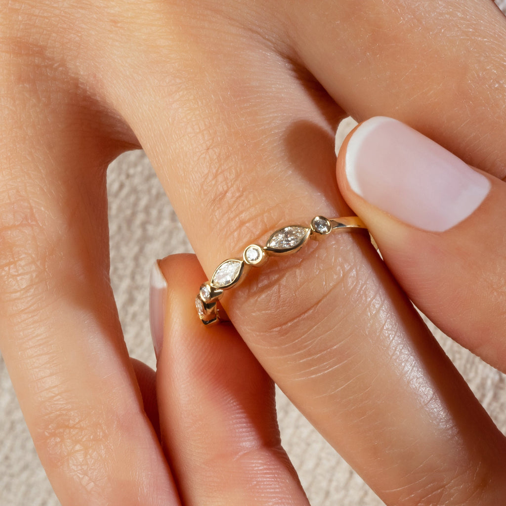 Alternating Diamond Eternity Bezel Set Wedding Band