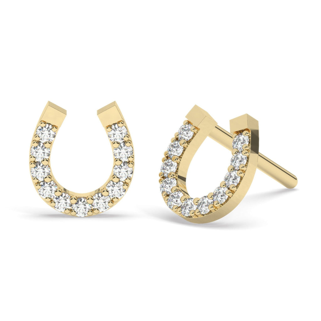 Diamond Horseshoe Stud Earrings / 14k Diamond Stud Earrings / Dainty Diamond Studs / Birthday Gift / Bridal Gift / Graduation Gift