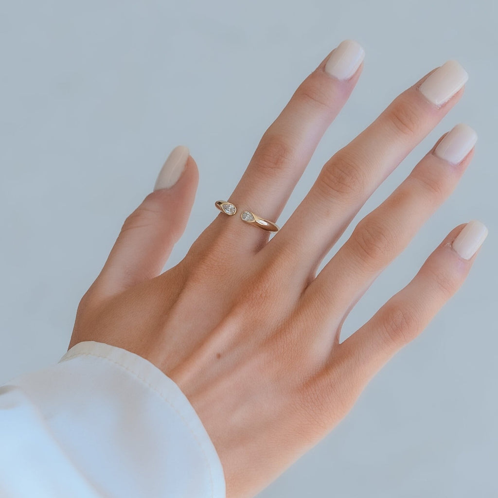 Pear Diamond Cuff Ring