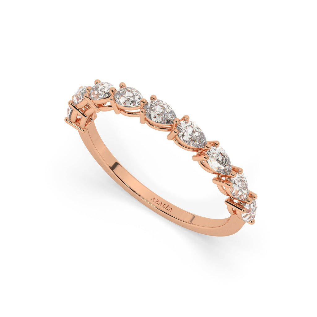Pear Diamond Wedding Band: 0.90 Ct Half Eternity Ring
