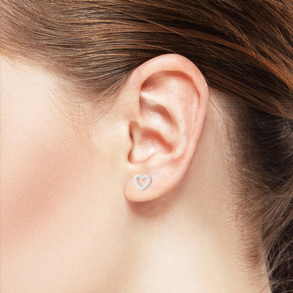 Diamond Open Heart Studs / 14k Gold Diamond Heart Earrings / Diamond Heart Studs / Graduation Gift / Birthday / Anniversary Gift