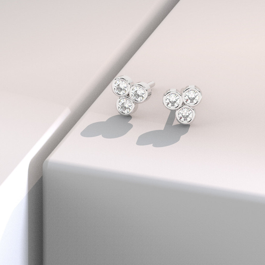 Trila Bezel Diamond Studs Earrings