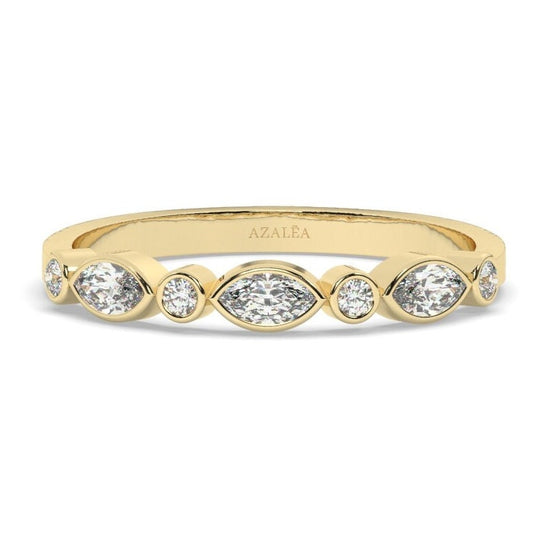 Alternating Diamond Eternity Bezel Set Wedding Band