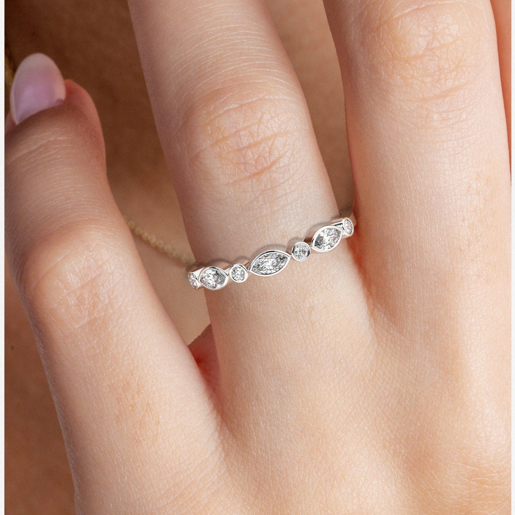 Alternating Diamond Eternity Bezel Set Wedding Band