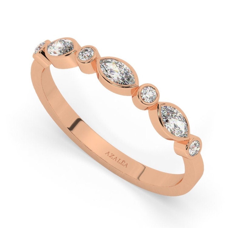 Alternating Diamond Eternity Bezel Set Wedding Band