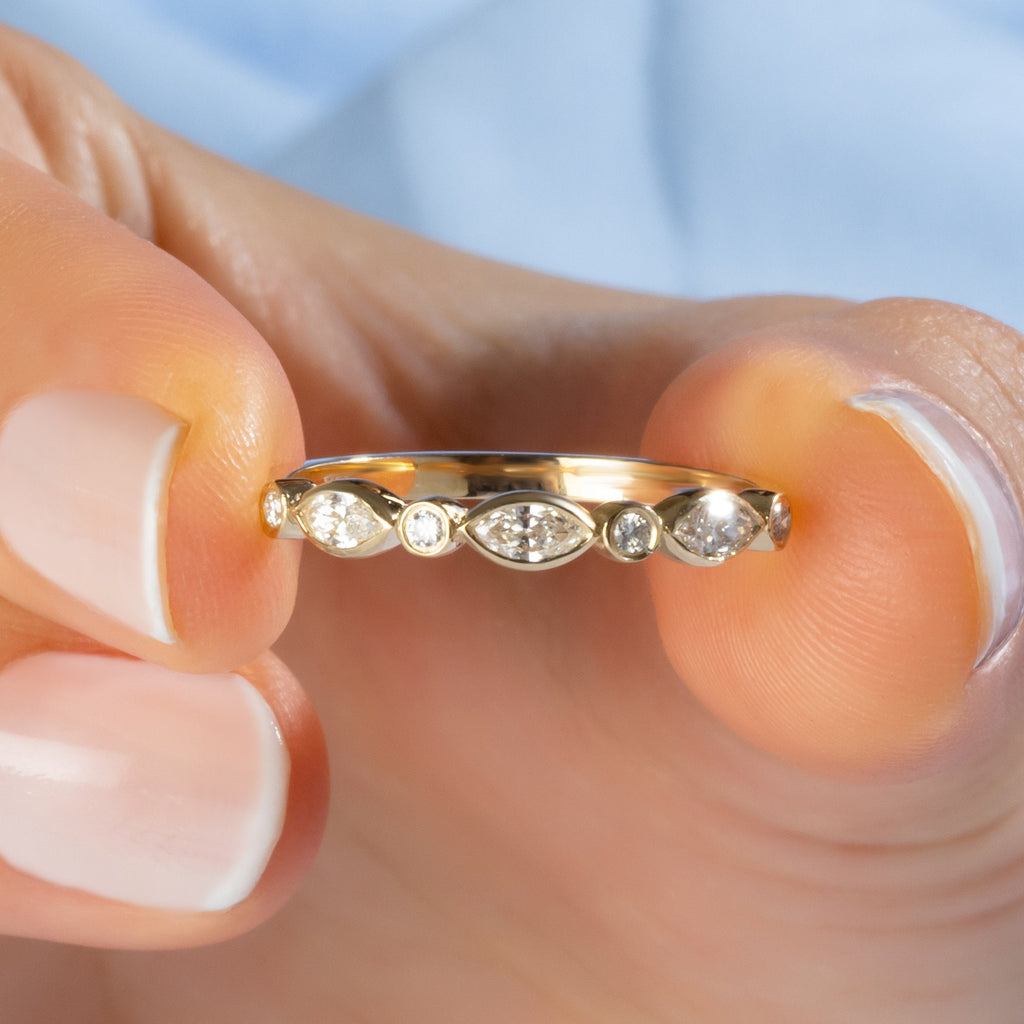 Alternating Diamond Eternity Bezel Set Wedding Band