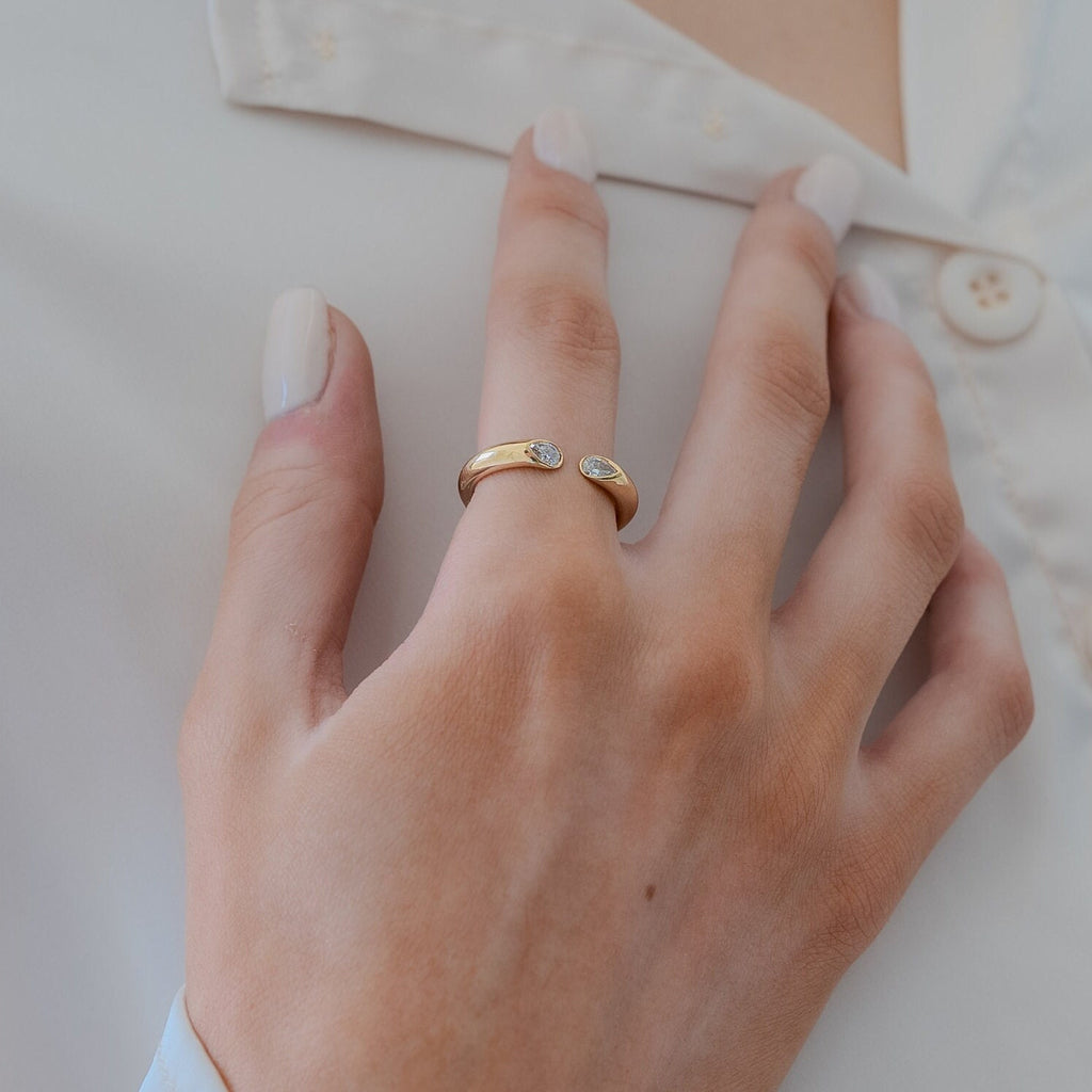 Pear Diamond Cuff Ring