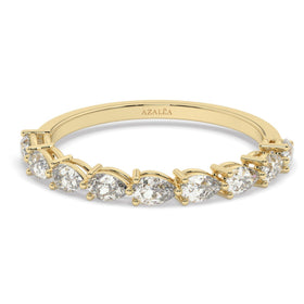 Pear Diamond Wedding Band: 0.90 Ct Half Eternity Ring