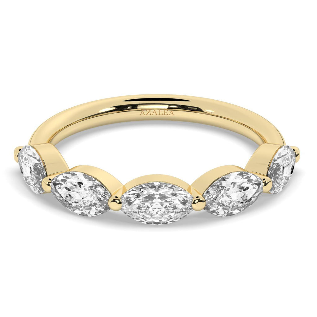 14k Gold Marquise Cut Diamond Promise Ring - Anniversary Band