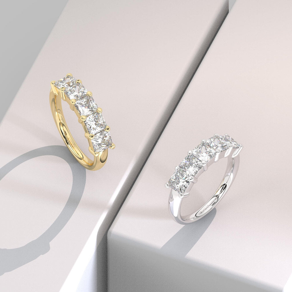 14k Gold Five Princess Cut Diamond Promise Ring (1-2.10 Carat)