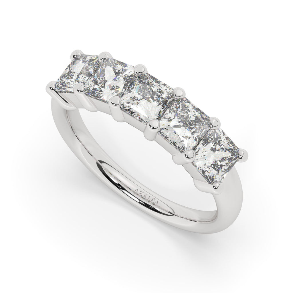 14k Gold Five Princess Cut Diamond Promise Ring (1-2.10 Carat)