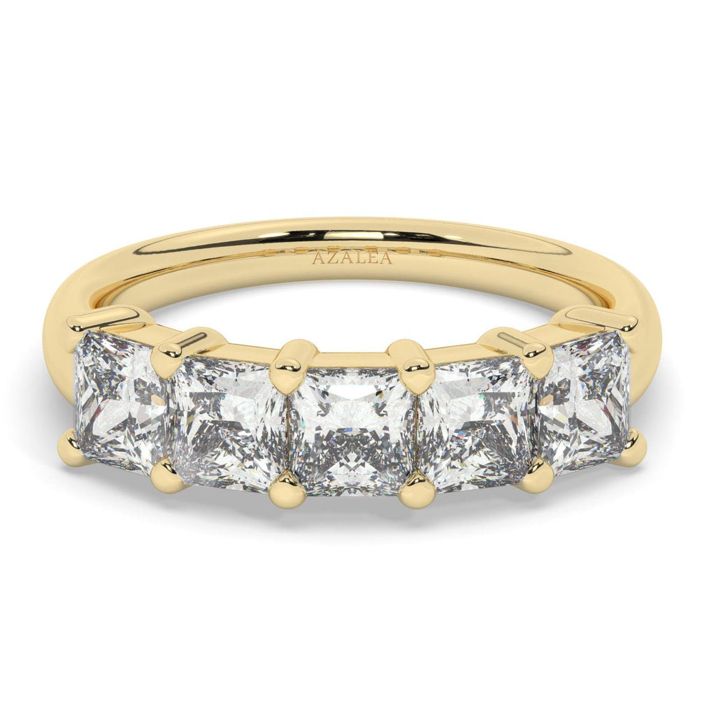 14k Gold Five Princess Cut Diamond Promise Ring (1-2.10 Carat)