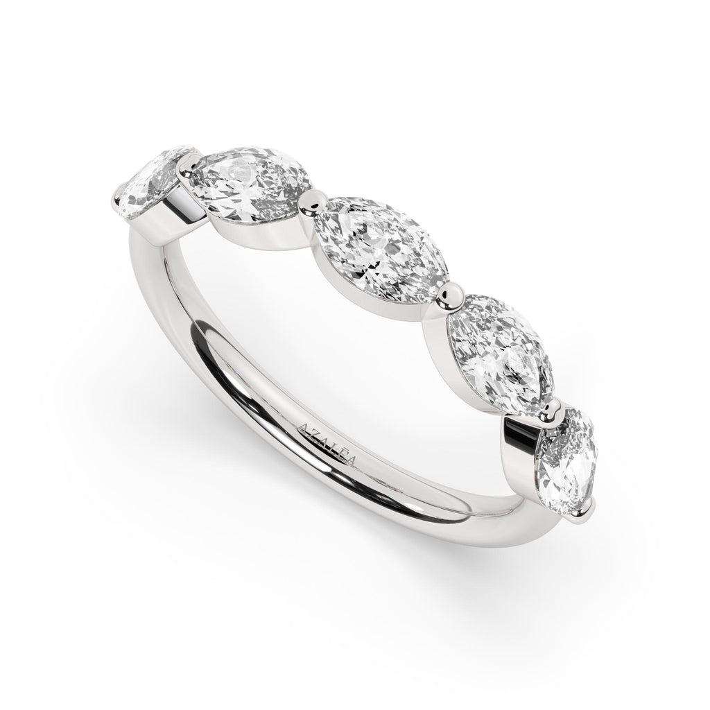 14k Gold Marquise Cut Diamond Promise Ring - Anniversary Band