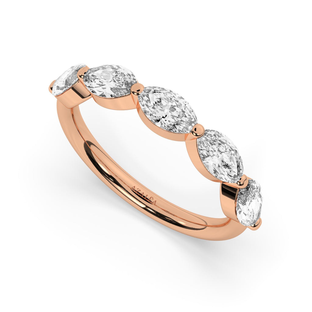 14k Gold Marquise Cut Diamond Promise Ring - Anniversary Band