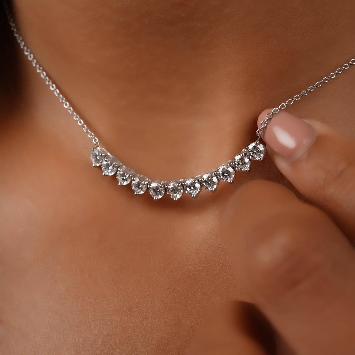 14k Diamond Curved Necklace: 2.2ct Statement Jewelry