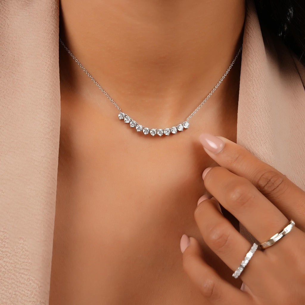 14k Diamond Curved Necklace: 2.2ct Statement Jewelry