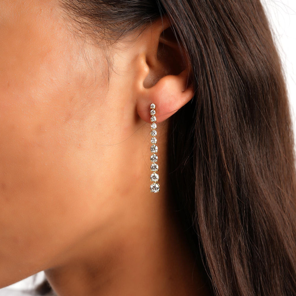 14k Gold Graduated Diamond Drop Earrings - 2.1 ct tw