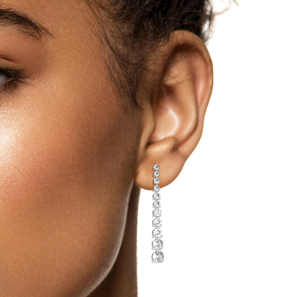 14k Gold Graduated Diamond Drop Earrings - 2.1 ct tw