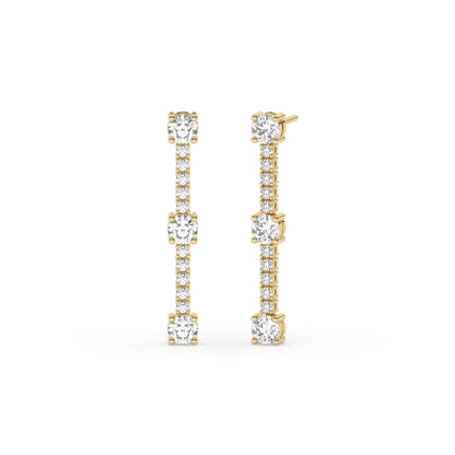 1.9 Ct. Station Drop Earrings / 14k Gold Diamond Dangling Earrings / Anniversary Gift / Birthday Gift /Graduation Gift / Bridal Gift