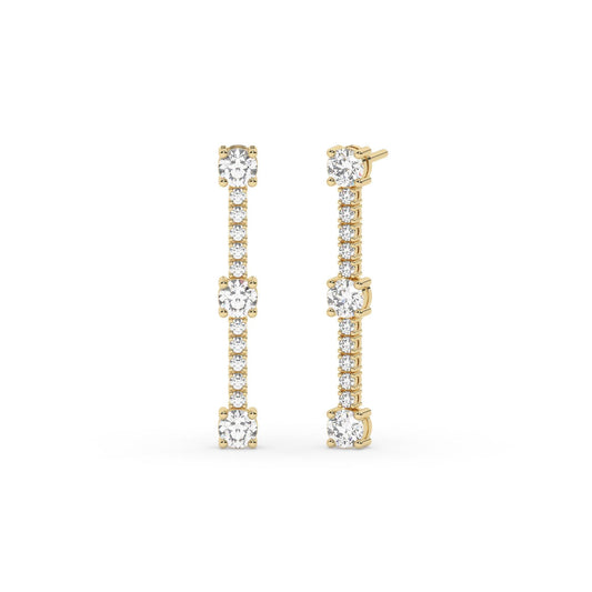 1.9 Ct. Station Drop Earrings / 14k Gold Diamond Dangling Earrings / Anniversary Gift / Birthday Gift /Graduation Gift / Bridal Gift