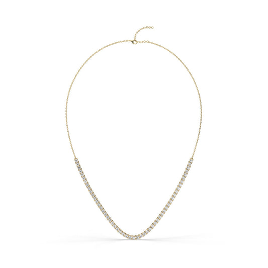 4 Prong Classic Halfway Tennis Necklace / 14k Gold Diamond Tennis Necklace / Diamond Segment Necklace / Anniversary Gift