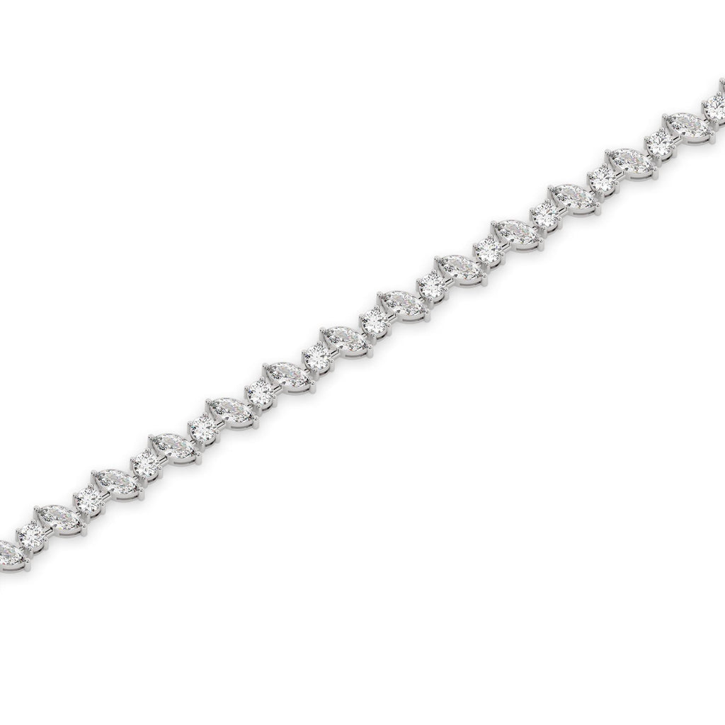 Alternating Marquise and Round Cut Diamond Tennis Bracelet / 4CT 14k Gold and Diamond Elegant Bracelet / Anniversary Birthday Gift for her