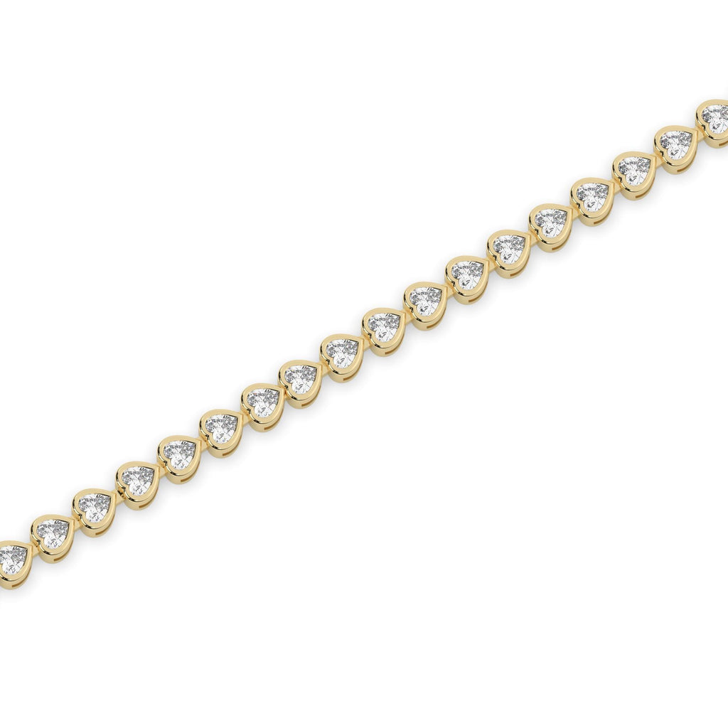 5 CT Bezel Set Heart Shaped Tennis Bracelet / 14k Gold and Diamond Elegant Bracelet / Anniversary Birthday Graduation Gift for her