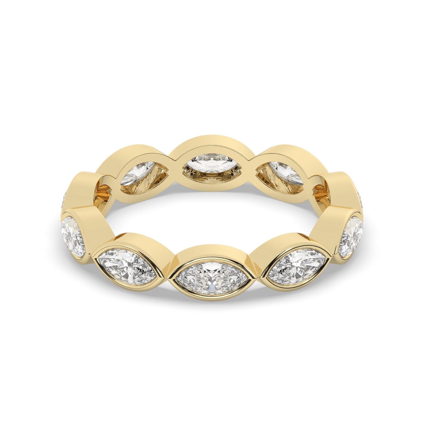 Marquise Cut Bezel Diamond Wedding Band / 0.8-1.8 Ct Bezel Full Eternity Wedding /Diamond Anniversary Ring / Wedding Gift