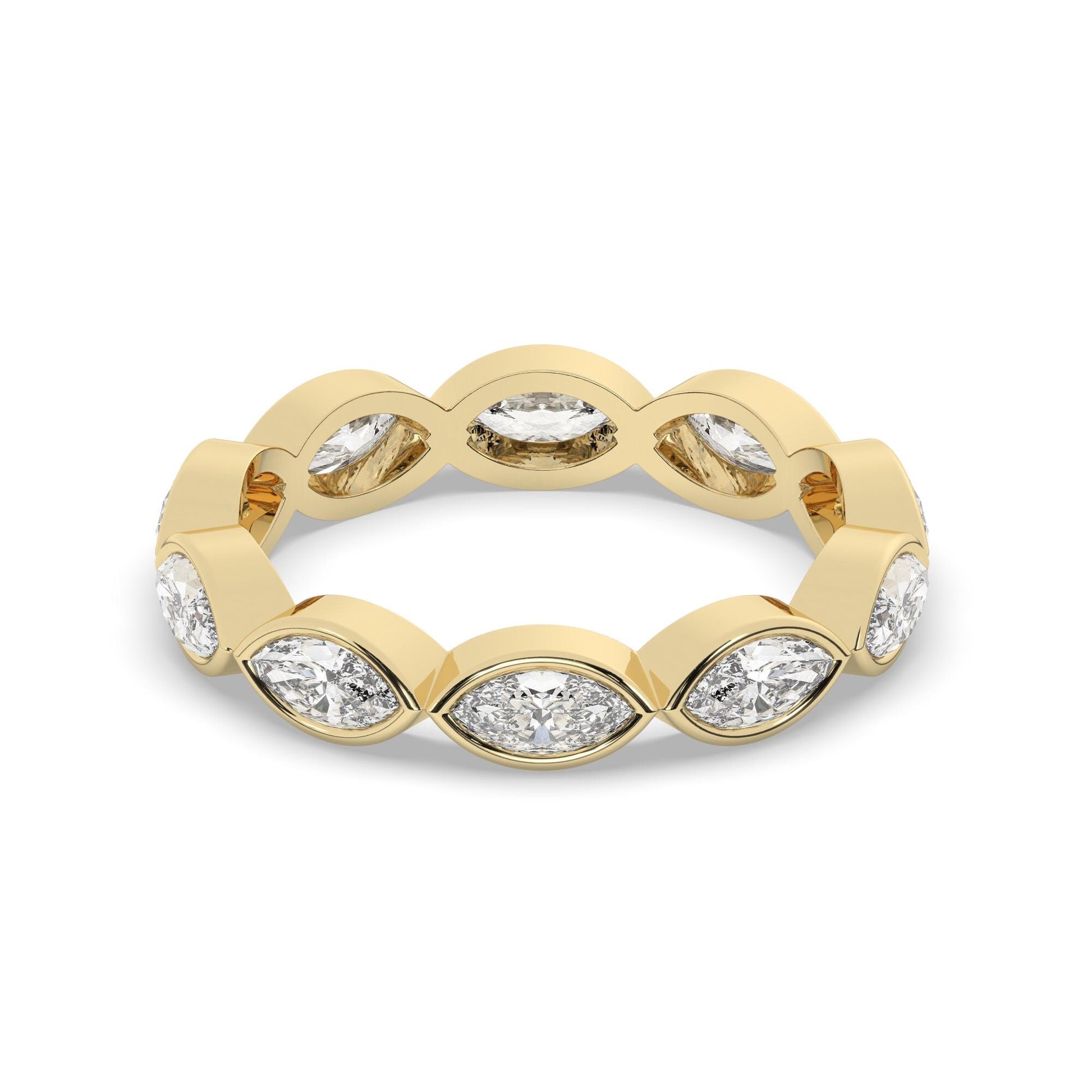 Marquise Cut Bezel Diamond Wedding Band / 0.8-1.8 Ct Bezel Full Eternity Wedding /Diamond Anniversary Ring / Wedding Gift